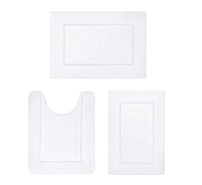 HEBE Bathroom Rug Mat Set 3 Piece, Microfiber Shaggy Bath Mat Set