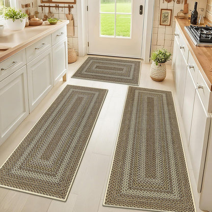 HEBE Boho Kitchen Rugs Sets 3 Piece with Runner Non Slip Kitchen Mats for Floor Washable Bohemian Runner Rug Set of 3 ﻿