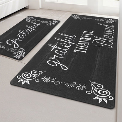 HEBE Farmhouse Kitchen Rug Set of 2, Non-Slip Anti-Fatigue Waterproof Cushioned Mat for Kitchen, Dining & Laundry Room, 18"x30"+18"x48"