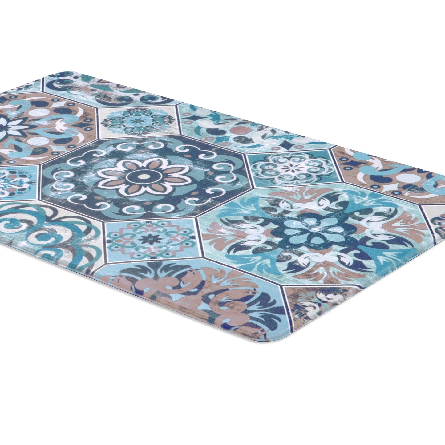 HEBE Boho Kitchen Rug Set of 2, Non-Slip Anti-Fatigue Waterproof Cushioned Mat for Kitchen, Dining & Laundry Room, 18"x30"+18"x48"