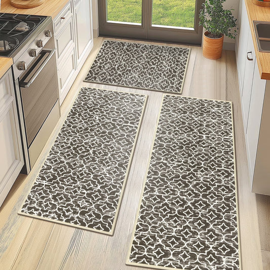 HEBE Kitchen Rug Set 3 Piece, Non Slip Machine Washable Mats for Home Floor and Living Room