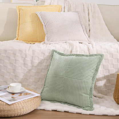 HEBE Corduroy Throw Pillows, 18"x18" Decorative Pillow Cushion with Pillow Insert