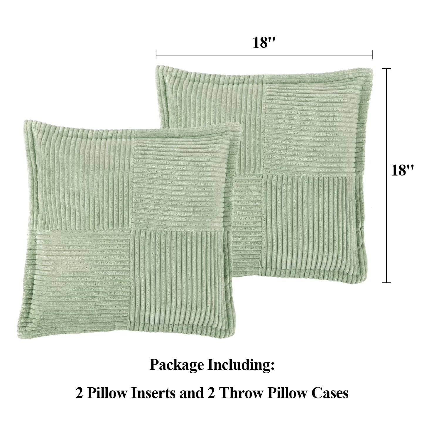 HEBE Corduroy Throw Pillows, 18"x18" Decorative Pillow Cushion with Pillow Insert