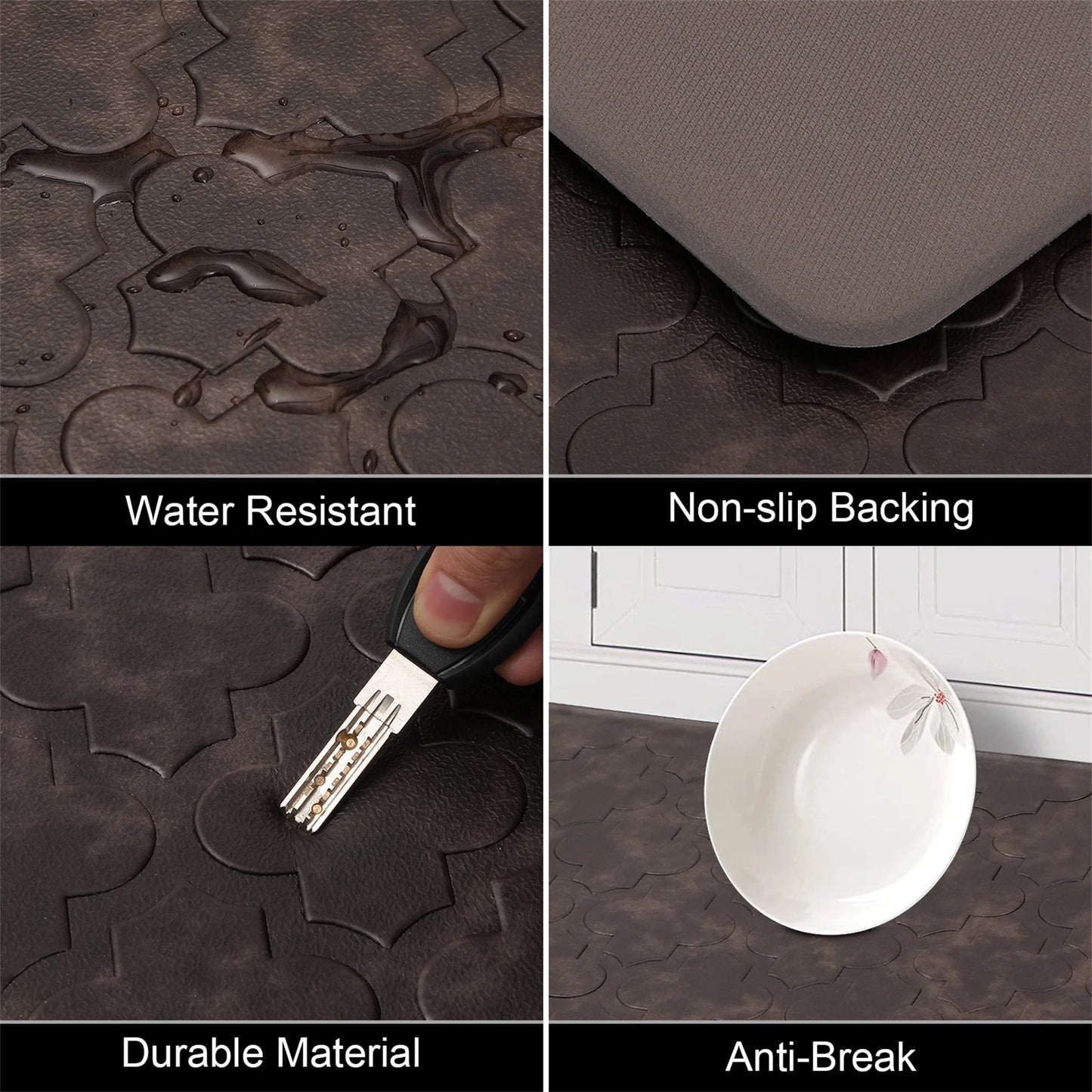 HEBE Anti Fatigue Kitchen Mat 2 Set, 20" x 30"+20"x 60", Thick 0.5 inch Non Slip Waterproof Kitchen Rugs and Mats