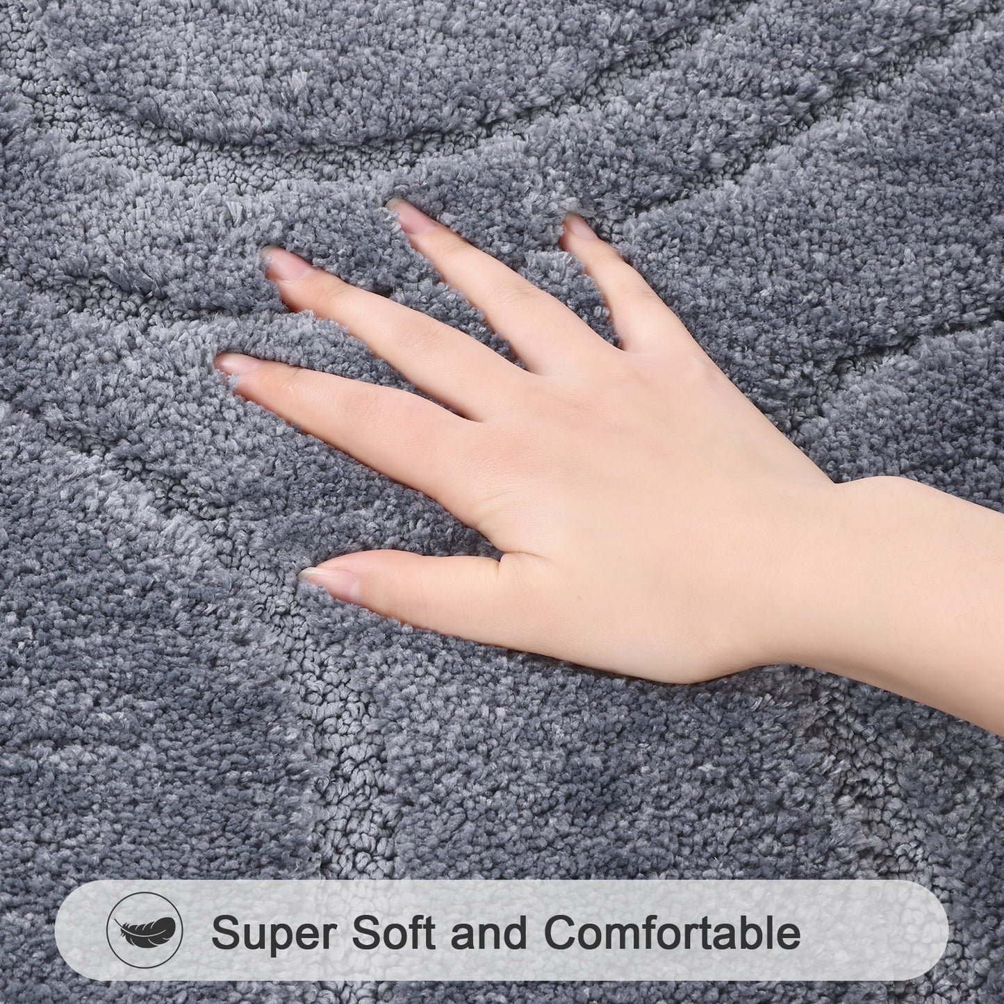 HEBE Bathroom Rugs Sets 4 Piece, Super Soft and Absorbent Non Slip Microfiber Toilet Bathroom Mats