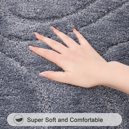 HEBE Bathroom Rugs Sets 4 Piece, Super Soft and Absorbent Non Slip Microfiber Toilet Bathroom Mats