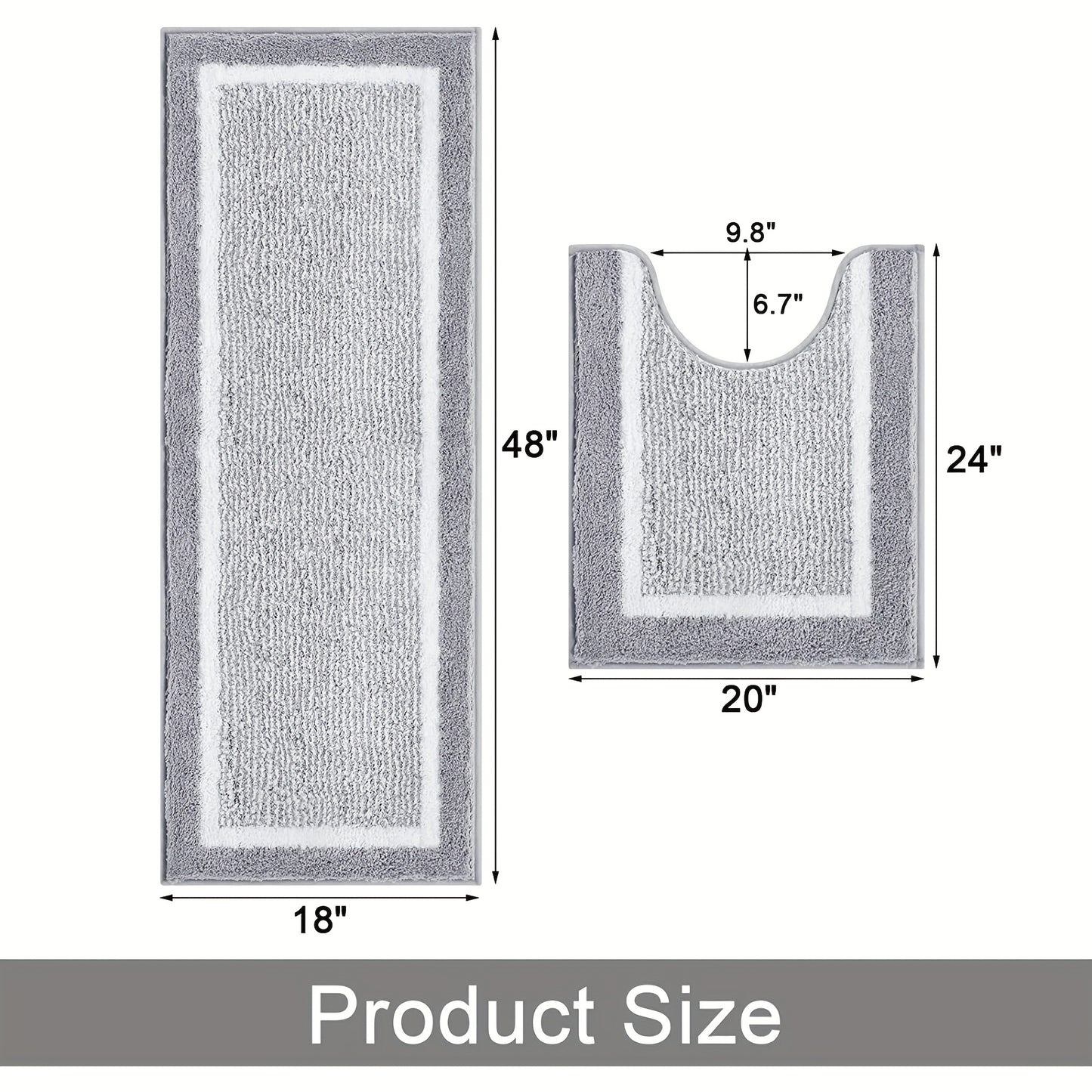 Bathroom Rug Set 3 Piece Non Slip Absorbent Bath Mats Set Microfiber Soft Bathroom Mat Plush Shaggy Bath Rugs Includes U-Shaped Toilet Mat for Bath Floor, Shower