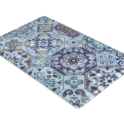 HEBE Boho Kitchen Rug Set of 2, Non-Slip Anti-Fatigue Waterproof Cushioned Mat for Kitchen, Dining & Laundry Room, 18"x30"+18"x48"