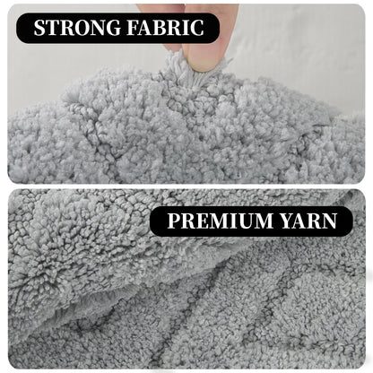 HEBE 3pcs Bathroom Rugs Set with U-Shaped Mat, Non Slip Water Absorbent Bath Rug Carpet