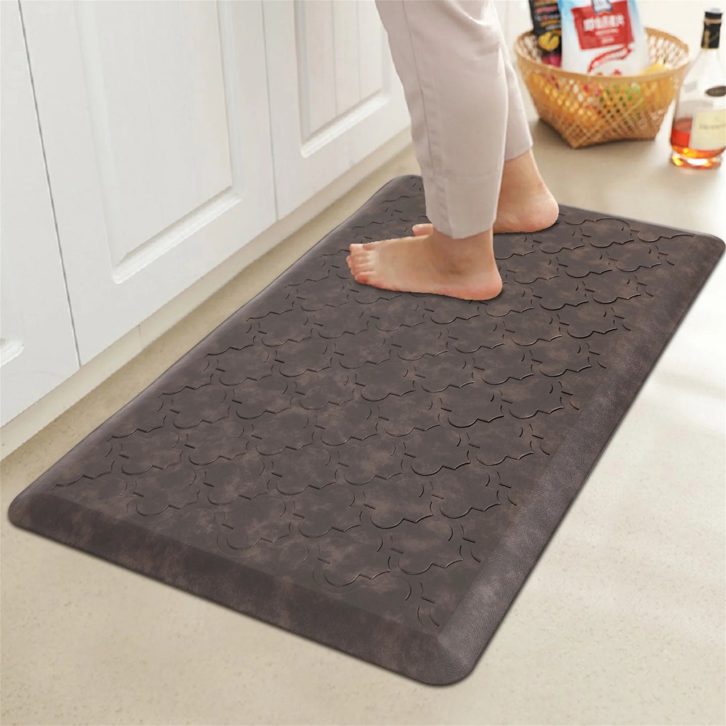 HEBE Anti Fatigue Kitchen Mat 2 Set, 20" x 30"+20"x 60", Thick 0.5 inch Non Slip Waterproof Kitchen Rugs and Mats