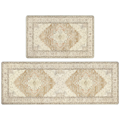 HEBE Anti Fatigue Kitchen Mat Set of 2 Cushioned Kitchen Floor Mats Waterproof Kitchen Rugs Non Slip Kitchen Runner Rug Comfort Soft Standing Mat Carpets