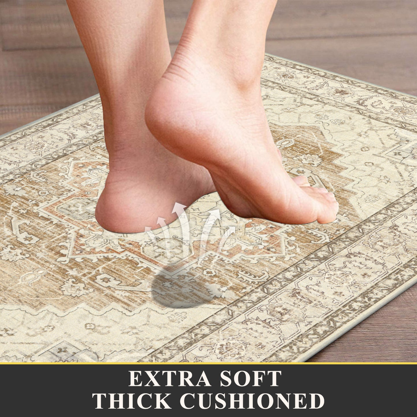 HEBE Anti Fatigue Kitchen Mat Set of 2 Cushioned Kitchen Floor Mats Waterproof Kitchen Rugs Non Slip Kitchen Runner Rug Comfort Soft Standing Mat Carpets