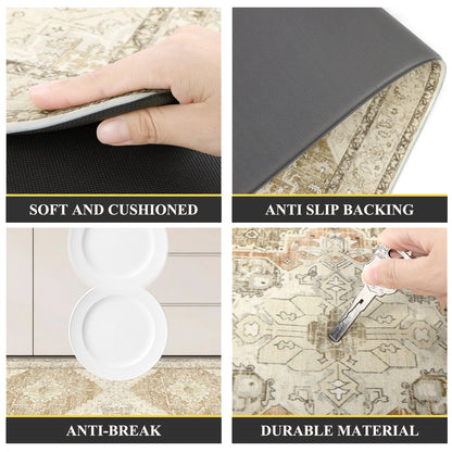 HEBE Anti Fatigue Kitchen Mat Set of 2 Cushioned Kitchen Floor Mats Waterproof Kitchen Rugs Non Slip Kitchen Runner Rug Comfort Soft Standing Mat Carpets